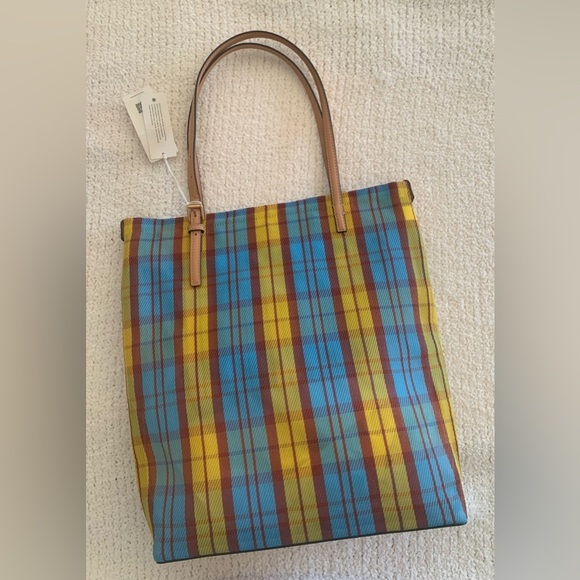 Tory Burch Multicolor Plaid Tote Bag NWT - Picture 4 of 4